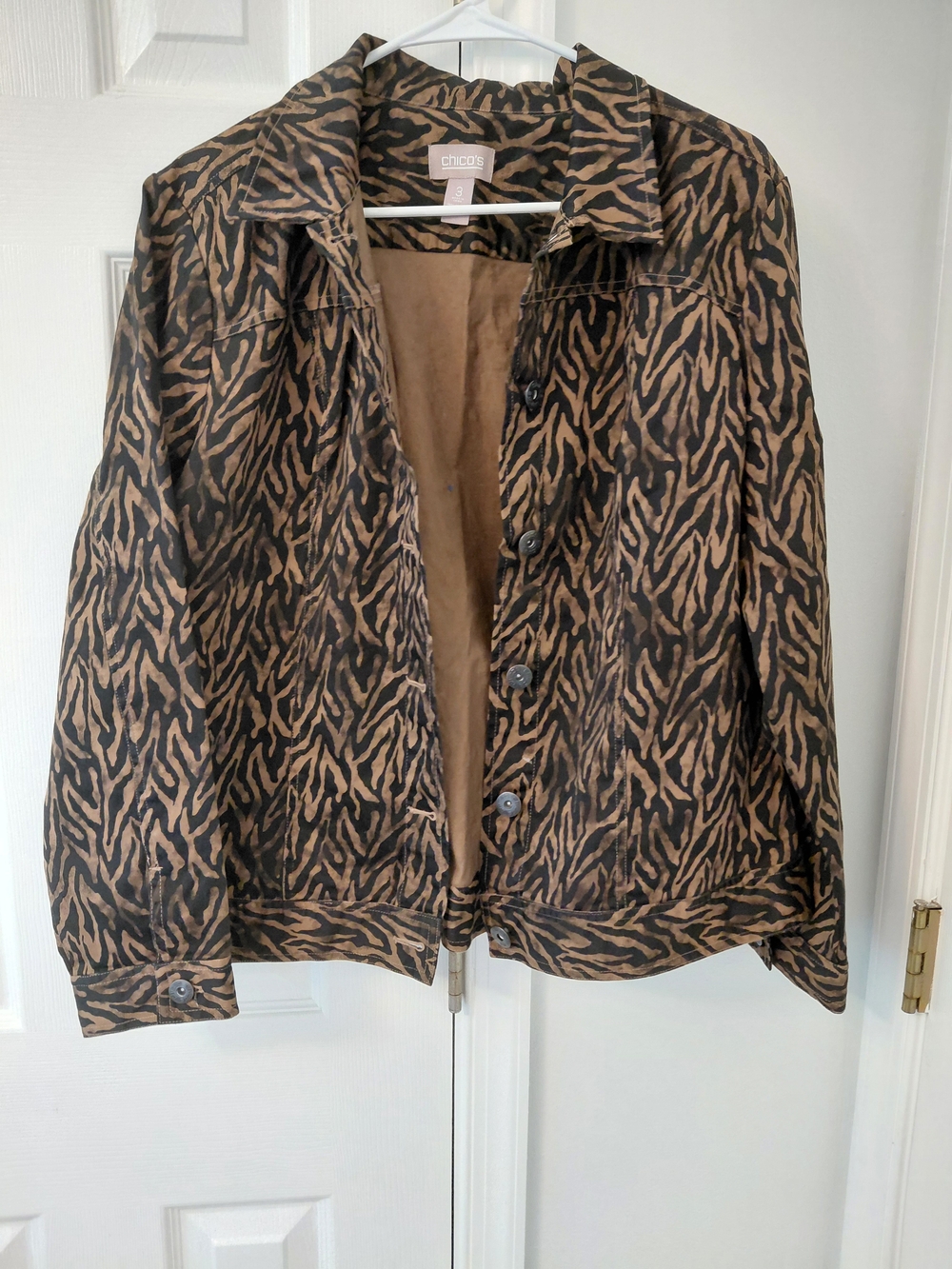 Chico's Animal Print Button-Up Jacket - Brown/Black